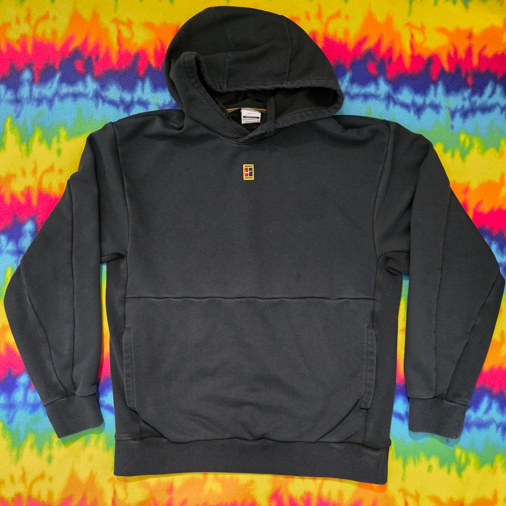 Nike Court Dri-FIT Heritage Tennis Hoodie Mens Medium Black Loose Fit DA4376-010